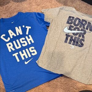 Nike Kids Blue and Gray Slogan Tees